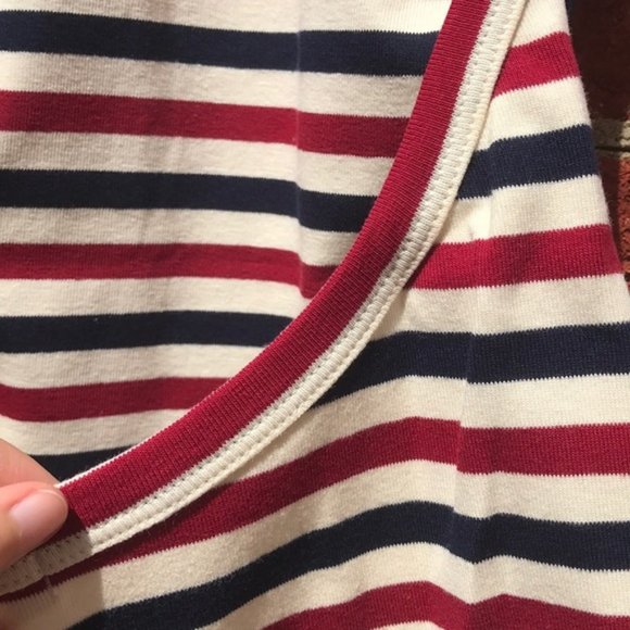 Cream, Red, and Blue Stripe Revolve Capulet Scoop Back Sleeveless Bodysuit - Picture 13 of 15